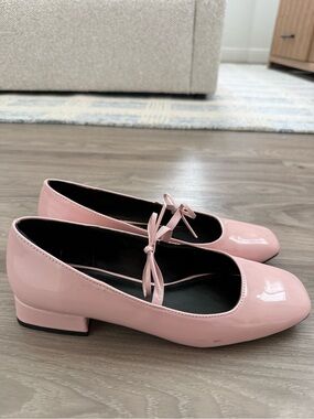 Madden Girl Pink Patent Mary Jane Flats with Bow Accent
